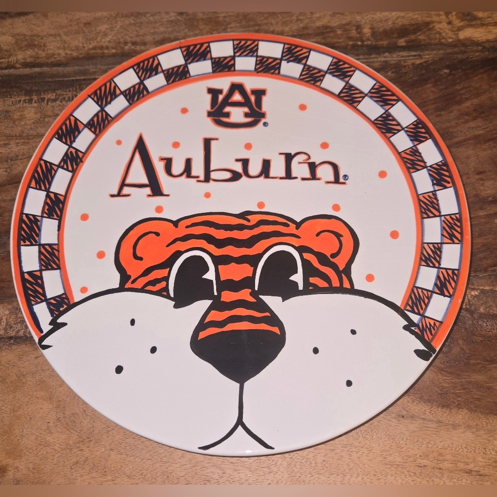 NWOT Auburn University Tigers Blue Orange Gameday Ceramic Plate Memory Company